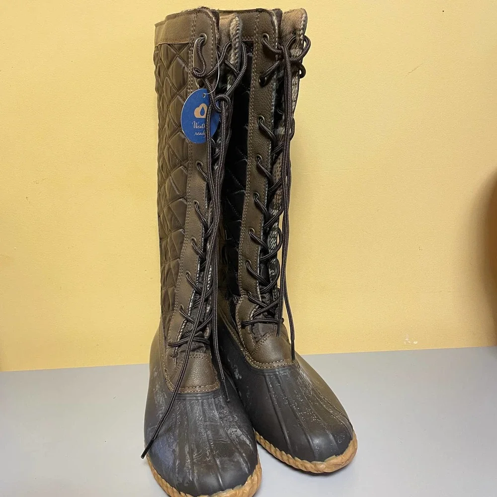 NWT JBU by Jambu Etna Boots 11 Brown Quilted Plaid Lining - Picture 3 of 8